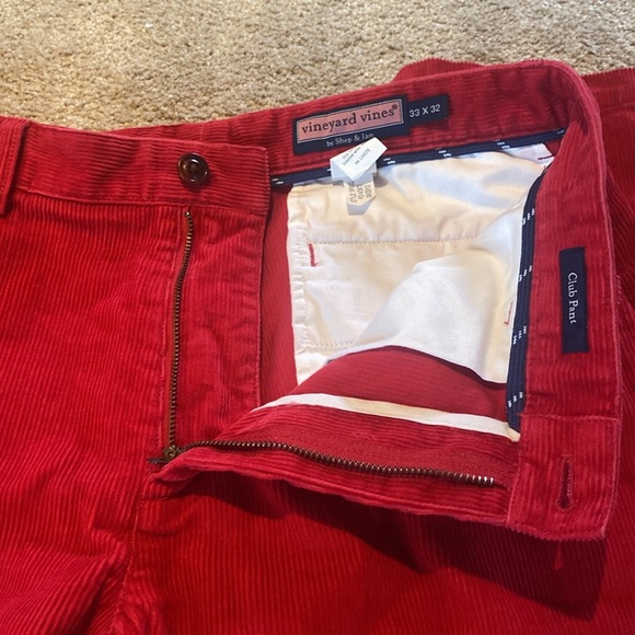 Vineyard Vines Red Corduroy Club Pants Size W33 L32 - Picture 12 of 12